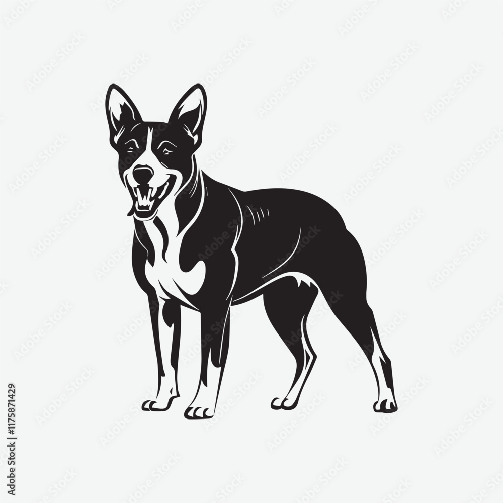 Portrait of a Australian Cattle Dog Vector isolated on white background, Dog Silhouettes.
Portrait of a Australian Cattle Dog Vector isolated on white background, Dog Silhouettes.