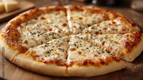 Wallpaper Mural Delicious pizza with melted cheese and herbs on wooden board Torontodigital.ca