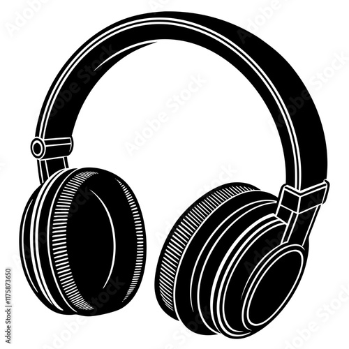 headphone black silhouette vector with white background. Electronic device,  gadgets vector 