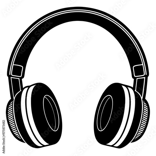 headphone black silhouette vector with white background. Electronic device,  gadgets vector 