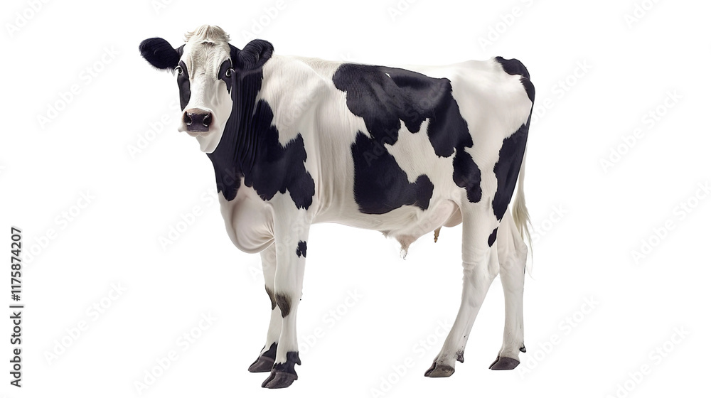 Holstein Friesian dairy cattle known for high-volume milk output isolated on transparent background Holstein Friesian dairy cattle known for high-volume milk output isolated on transparent background