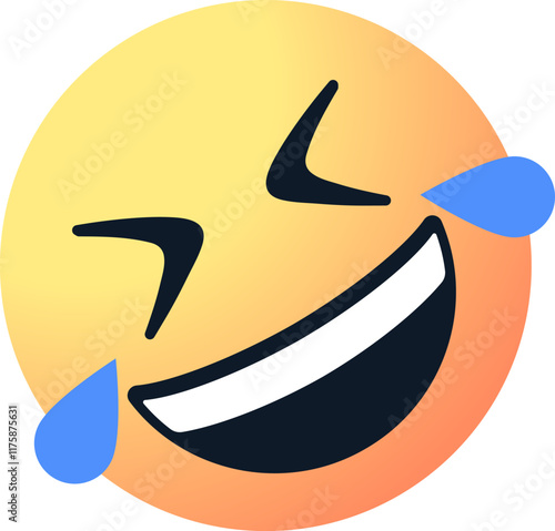 Rolling on the Floor emoticon . laugh emoji Face with Tears of Joy, laughing Crying emoticon in yellow and orange gradient color