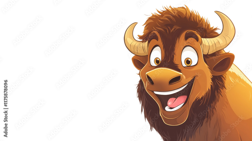 Cartoon bison character, isolated on transparent background Cartoon bison character, isolated on transparent background