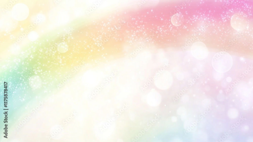 Pastel rainbow bokeh background with sparkles and glitter. Pastel rainbow bokeh background with sparkles and glitter.