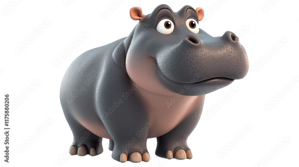 Cartoon hippo character, isolated on transparent background Cartoon hippo character, isolated on transparent background