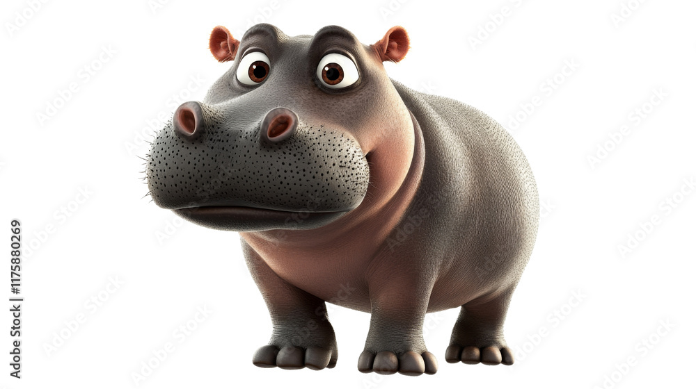 Cartoon hippo character, isolated on transparent background Cartoon hippo character, isolated on transparent background