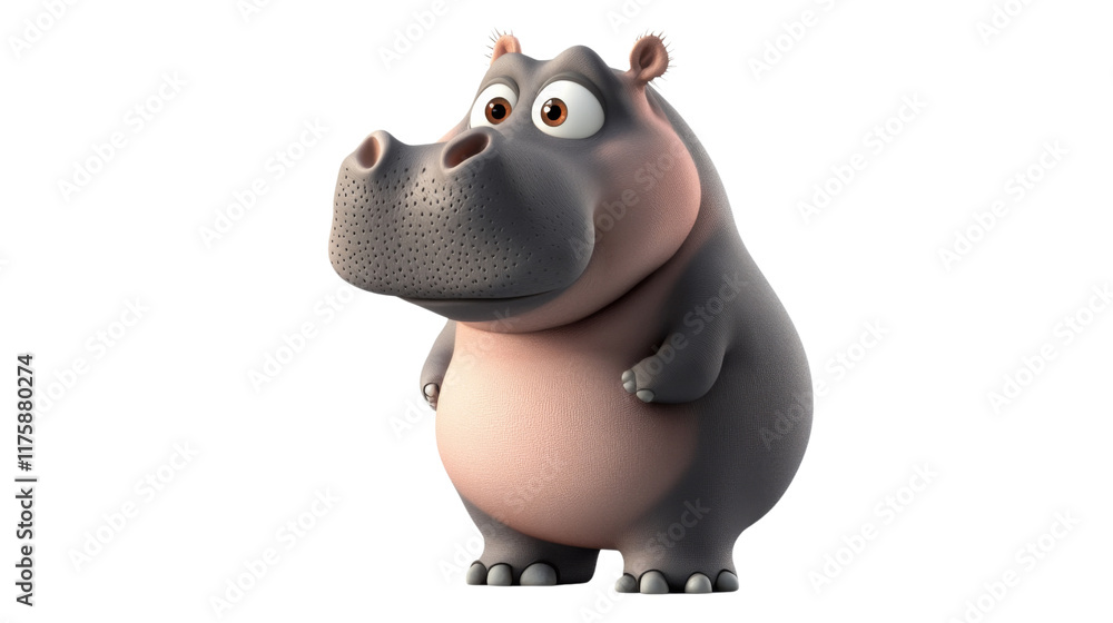 Cartoon hippo character, isolated on transparent background Cartoon hippo character, isolated on transparent background