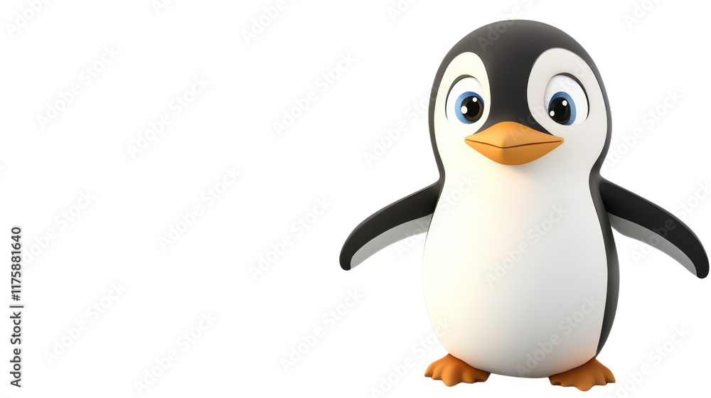Fototapeta premium Cartoon penguin character, isolated on transparent background
