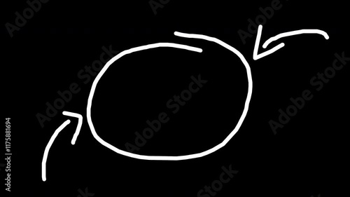 arrow hand drawn animation copy space for text. Hand drawn arrow alpha channel