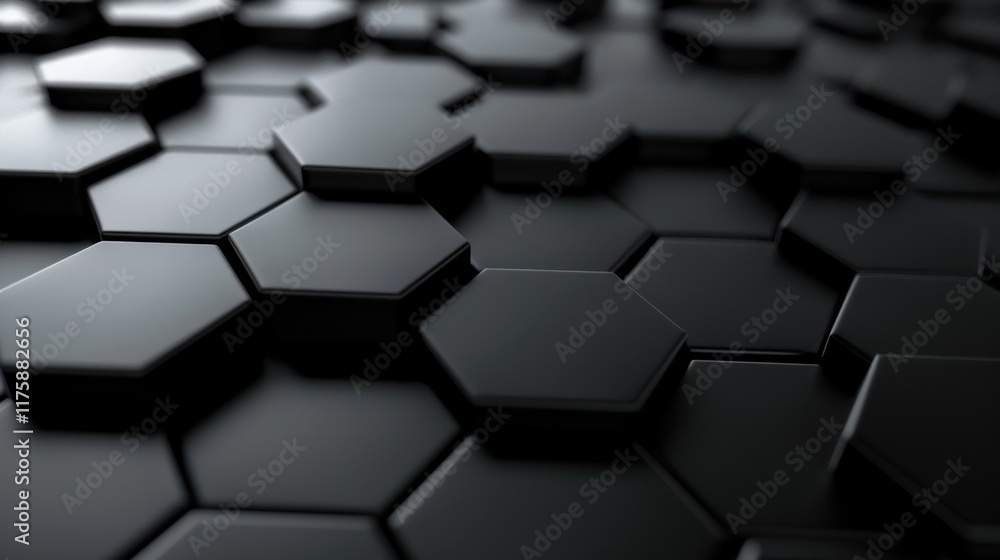 Abstract Black Hexagonal Pattern Background: A Futuristic and Geometric Design Abstract Black Hexagonal Pattern Background: A Futuristic and Geometric Design