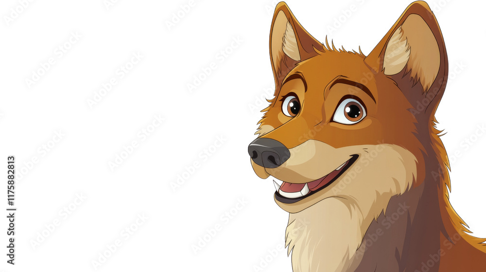 Obraz premium Cartoon wolf character, isolated on transparent background