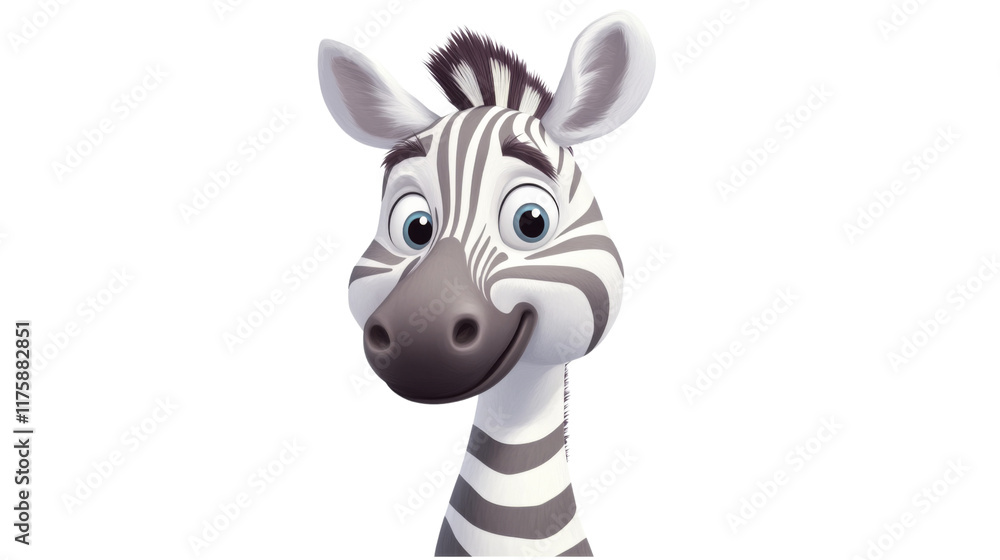 Obraz premium Cartoon zebra character, isolated on transparent background