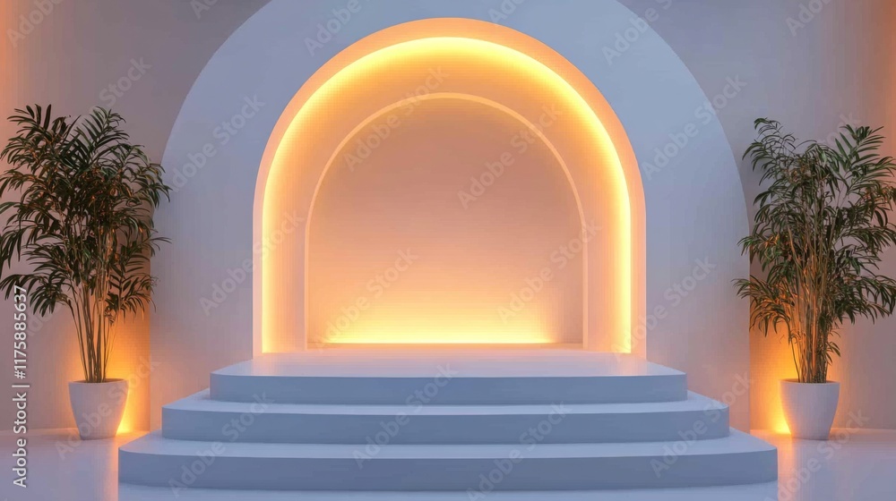 Fototapeta premium Modern Architectural Arch with Warm Lighting