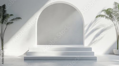 Minimalist Archway Interior with Shadows