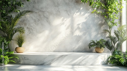 Stylish Minimalist Bathroom with Green Plants