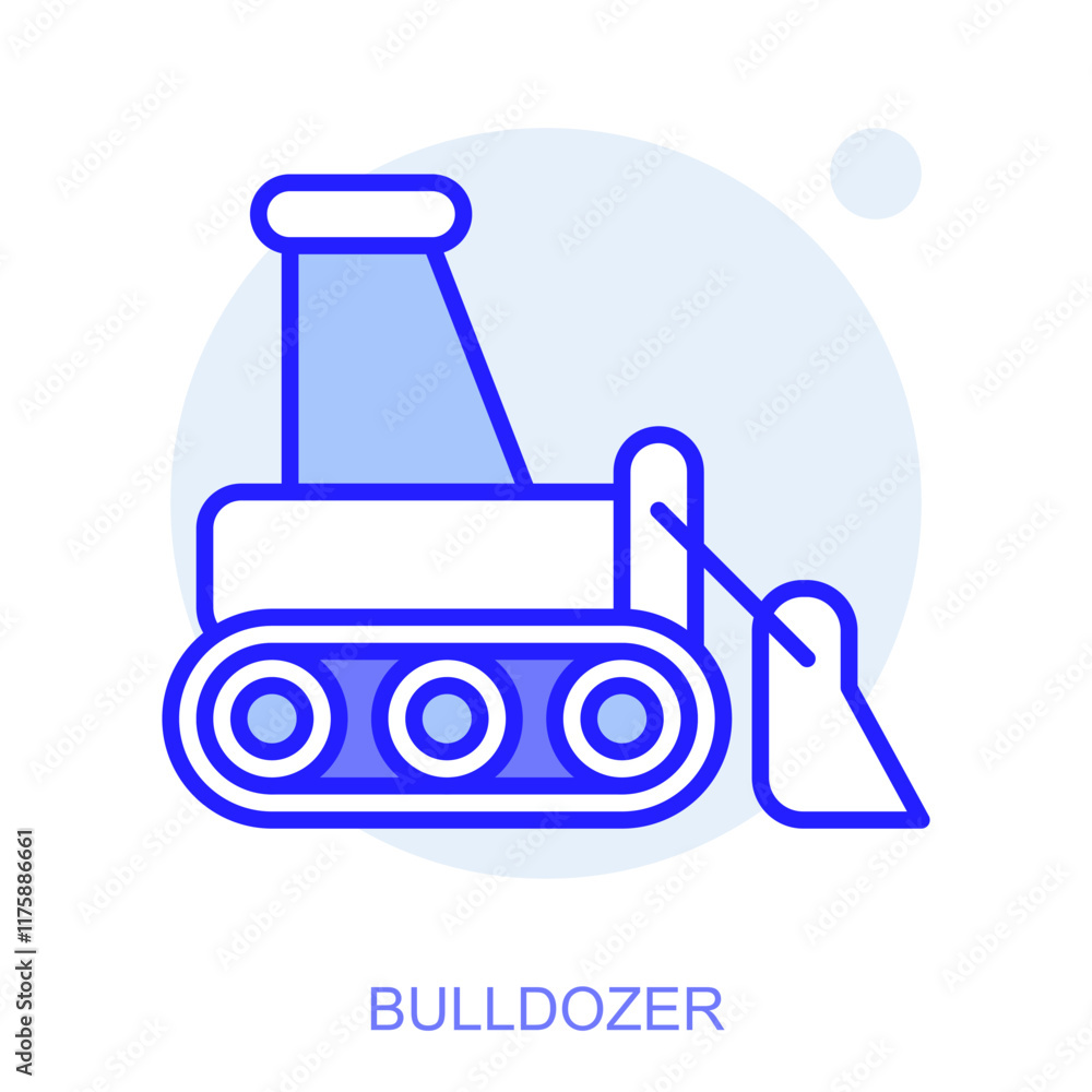 Industrial web icon in line style for web and mobile app. Symbol of a Bulldozer. Vector illustration Industrial web icon in line style for web and mobile app. Symbol of a Bulldozer. Vector illustration