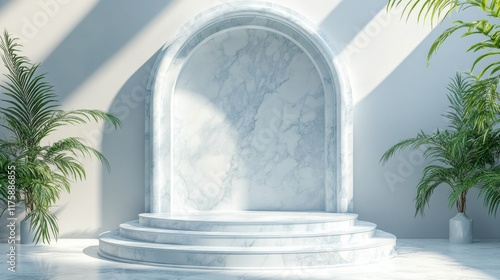 Elegant Marble Arch with Plants