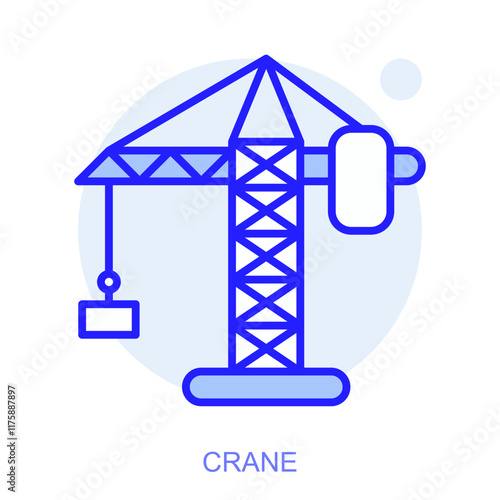 Industrial web icon in line style for web and mobile app. Symbol of a Crane. Vector illustration