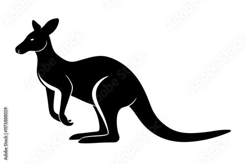 kangaroo black silhouette vector with white background. Wild animal vector photo