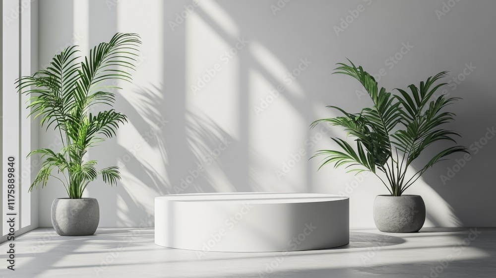 Minimalist Interior with Palm Plants Minimalist Interior with Palm Plants