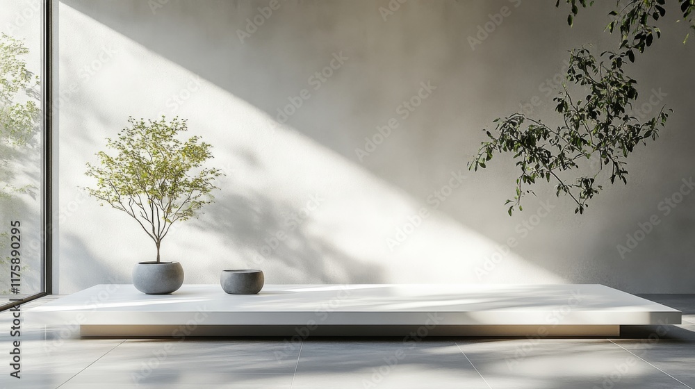 Minimalist Interior with Potted Plants Minimalist Interior with Potted Plants