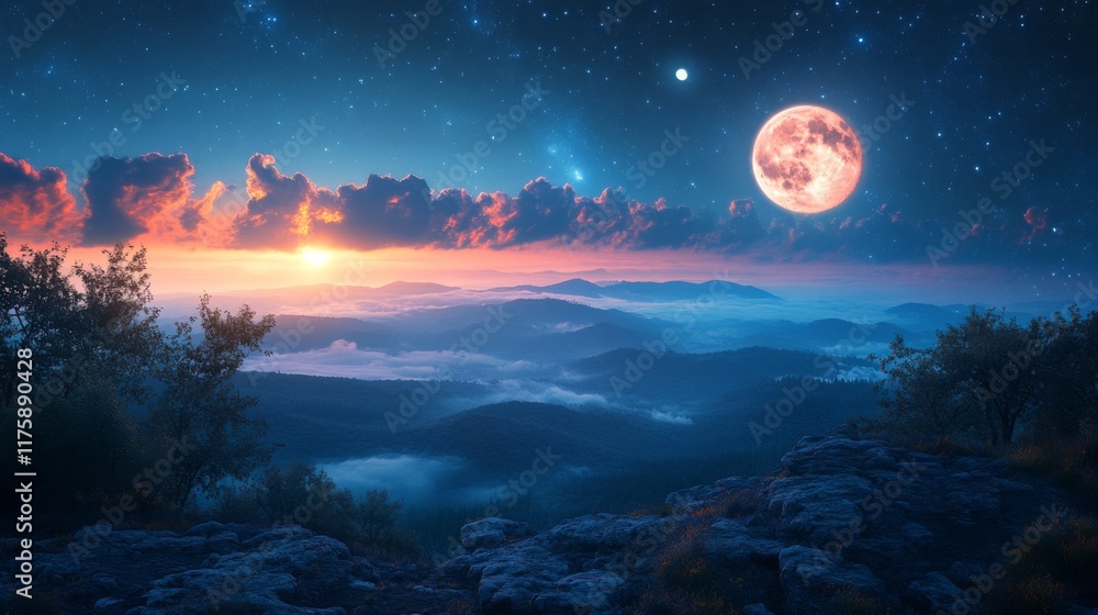Fototapeta premium Mystical Moonlit Landscape
