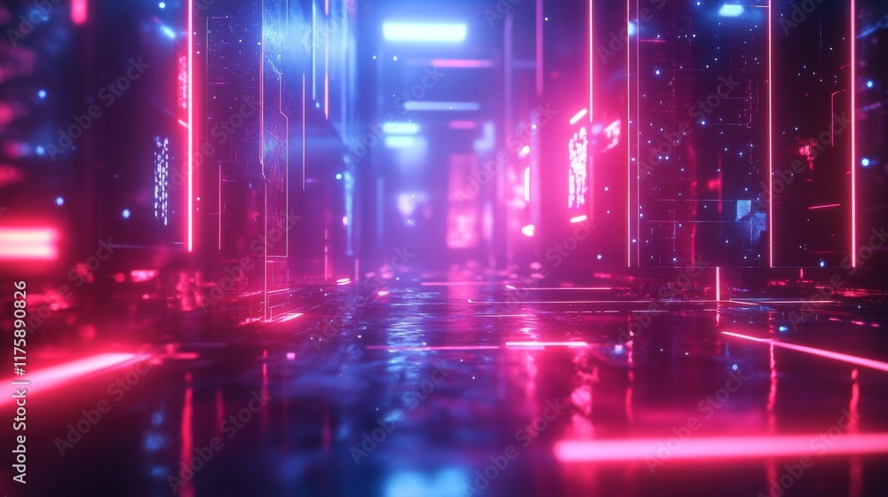 Fototapeta premium Neon Cyberpunk Alley