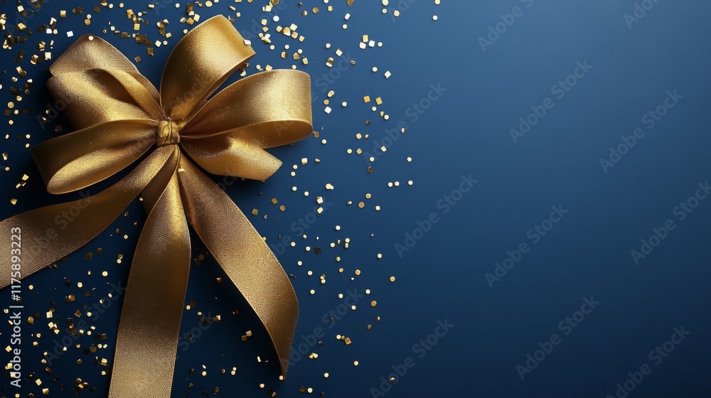 Golden Gift Bow and Confetti Celebration Golden Gift Bow and Confetti Celebration
