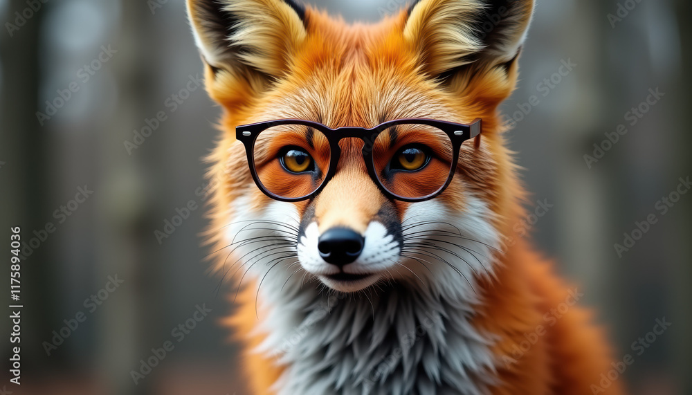A portrait of a hipster fox with glasses, exhibiting a playful and whimsical expression in a stunning autumn outdoor scene. A portrait of a hipster fox with glasses, exhibiting a playful and whimsical expression in a stunning autumn outdoor scene.