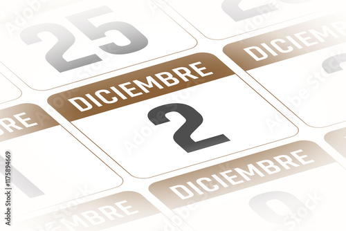 2 de Diciembre ilustracion del dia calendario Espanol photo