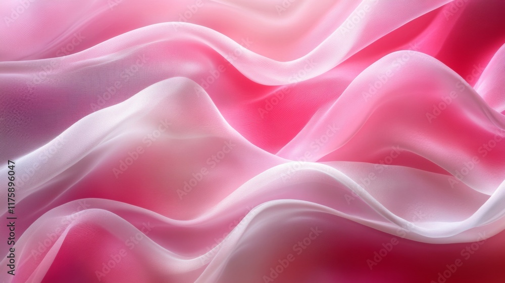Obraz premium Abstract Pink and White Fabric Waves