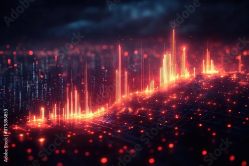 Wallpaper Mural abstract forex candlestick chart pulsates with glowing data against a blurry city backdrop, representing the intersection of technology, trade, and investment in a modern economy Torontodigital.ca