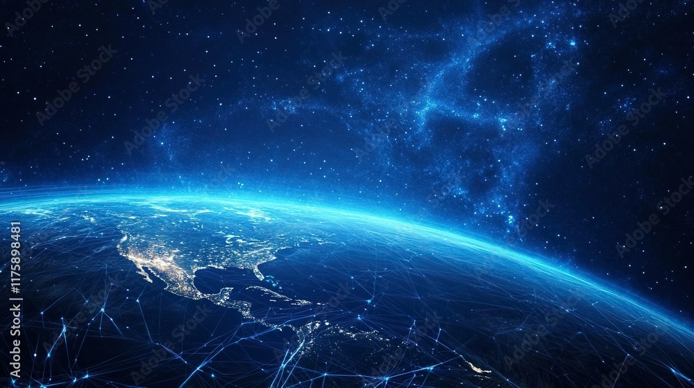 Obraz premium visual world technology comunnication and information on the earth