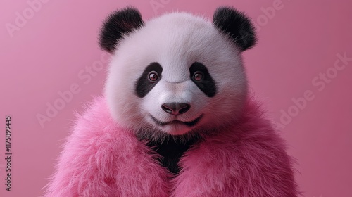 Concept of a panda wearing glamorous fun party attire. Panda in glamorous couture outfits for festive celebration.