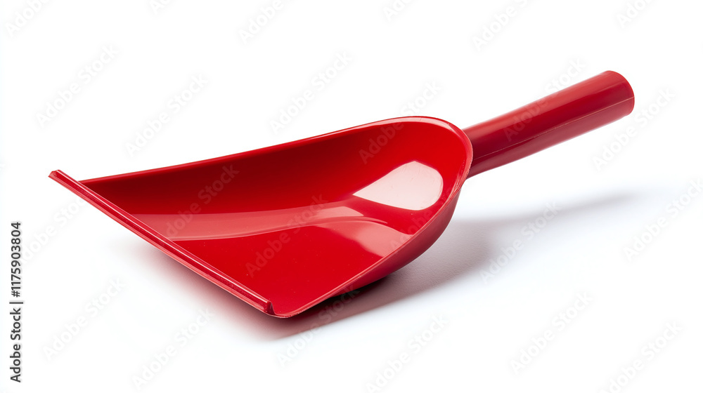 Red dustpan shovel object with handle isolated on white background. plastic home and housework hygiene and cleaning equipment, domestic dirt and dust sweeping, garbage holding. Red dustpan shovel object with handle isolated on white background. plastic home and housework hygiene and cleaning equipment, domestic dirt and dust sweeping, garbage holding.
