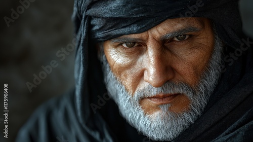 Intense Portrait of a Middle-Eastern Elder
