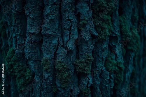 a close up of a tree bark with moss and lichen photo