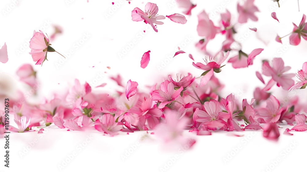 Pink floral petals drifting in the area isolated on transparent background Pink floral petals drifting in the area isolated on transparent background