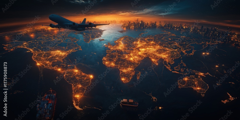A stunning world map glowing A stunning world map glowing