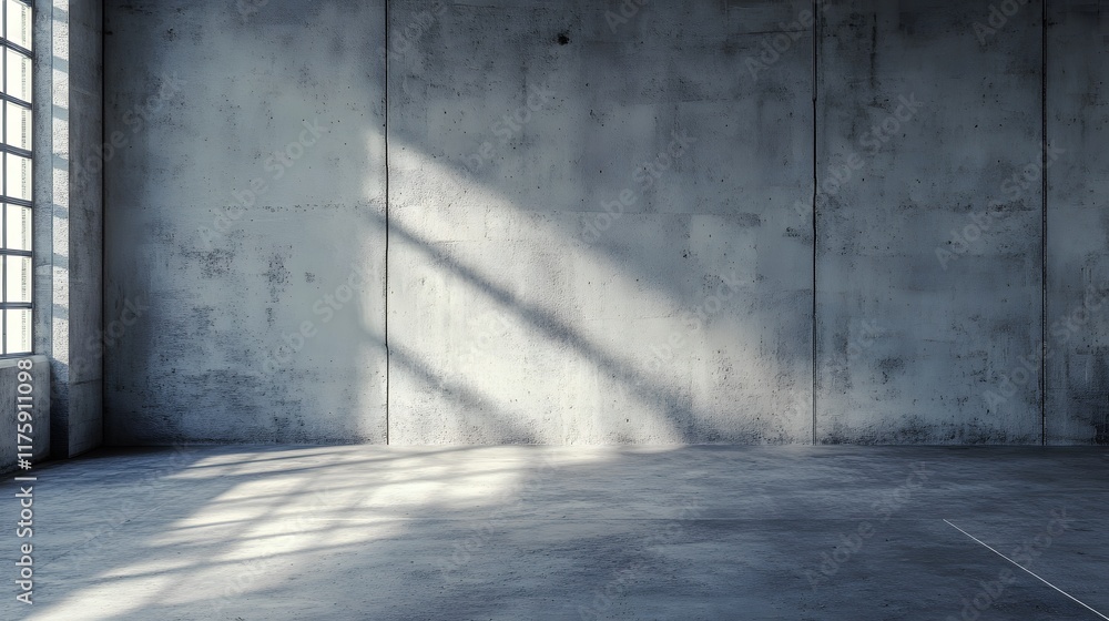 An industrial-style room with a gray concrete wall and stone floors provides a minimalist backdrop for showcasing text or graphics in a An industrial-style room with a gray concrete wall and stone floors provides a minimalist backdrop for showcasing text or graphics in a