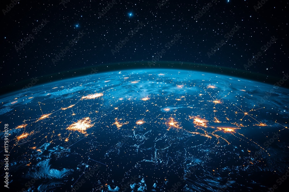 Obraz premium Telecommunication and data transfer facilitated through connection links