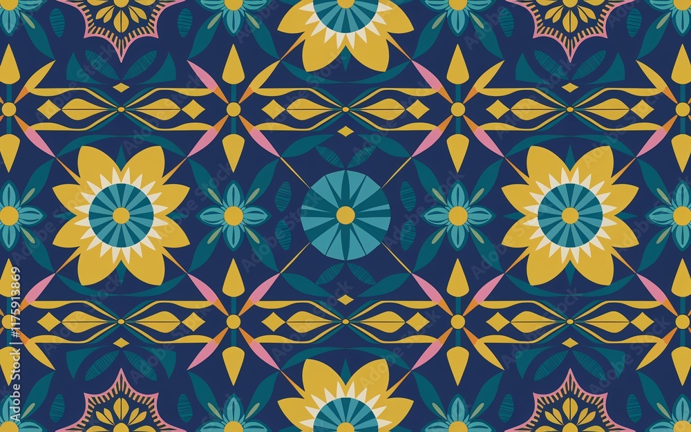 Folk Art Patterns, Brazil, Abstract floral geometric seamless pattern. Folk Art Patterns, Brazil, Abstract floral geometric seamless pattern.