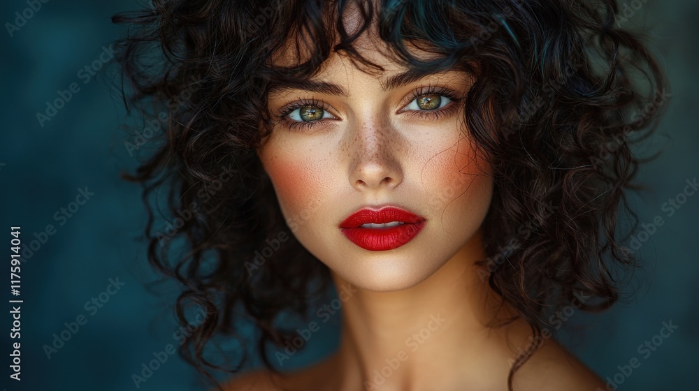 Stunning Close-Up of Beautiful Woman with Curls Stunning Close-Up of Beautiful Woman with Curls