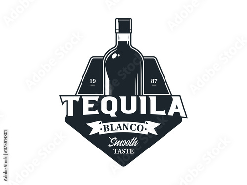 Vector monochrome tequila logo. Tequila branding and identity design elements