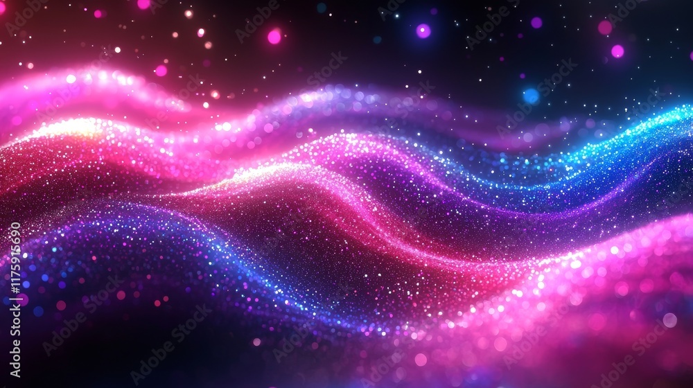 Fototapeta premium A visualization of network connections featuring luminous nodes in blue and pink, symbolizing digital communication