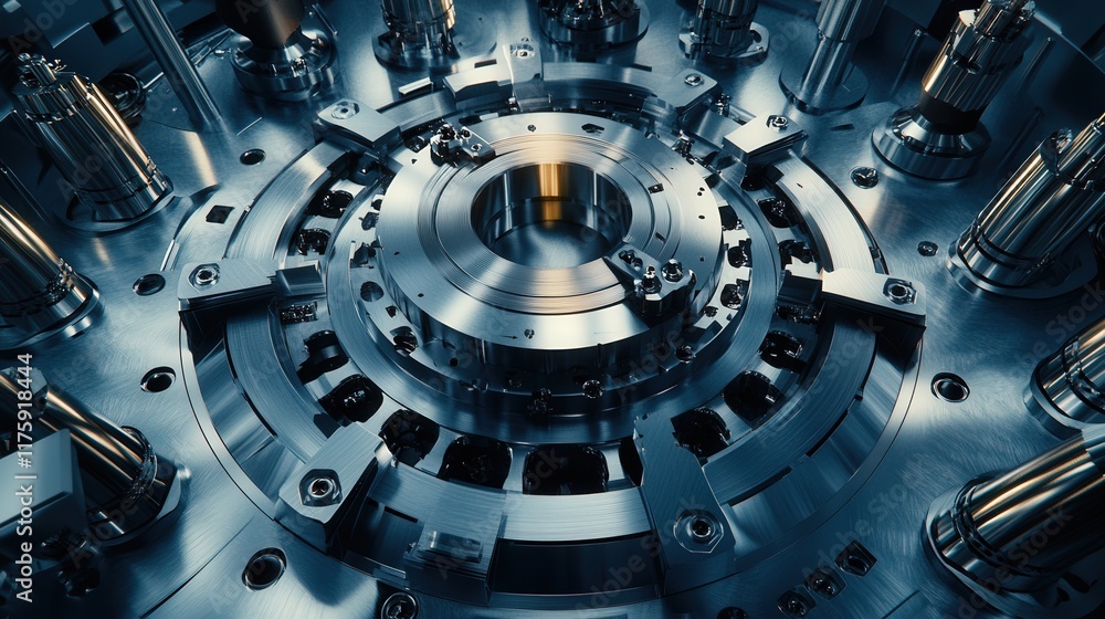 High-Tech Close-Up of Precision Machinery Gears and Components in a Modern Industrial Setting, Showcasing Intricate Metal Design and Engineering Excellence High-Tech Close-Up of Precision Machinery Gears and Components in a Modern Industrial Setting, Showcasing Intricate Metal Design and Engineering Excellence