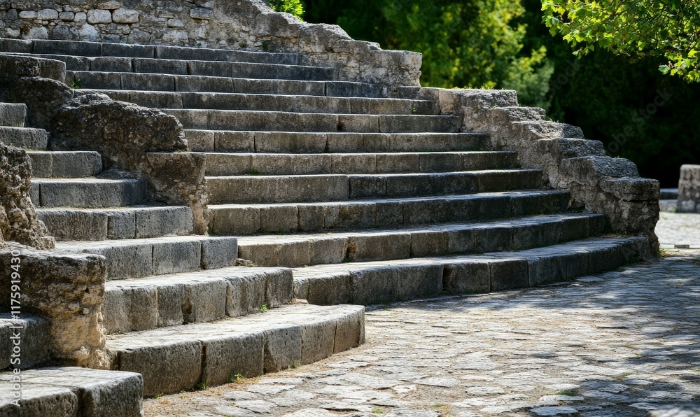 Ancient antique amphitheater stairs and seats close up Ancient antique amphitheater stairs and seats close up