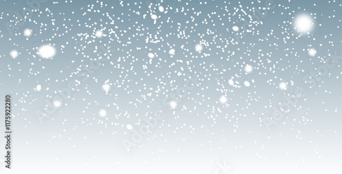 Vector winter flurry with snowflakes Delicate snow crystals forming a natural winter scene for Christmas cards, posters, decorations, and festive and banners.