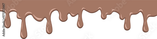 Dripping chocolate border background and paint dripping. Dessert background with melted chocolate. realistic chocolate drip seamless frame background. isolated on clean white background phg