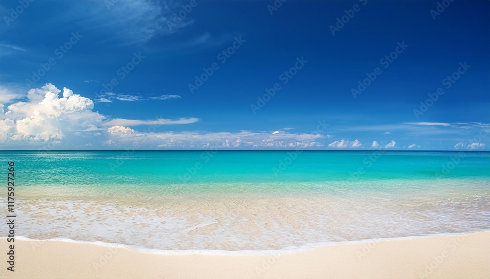 Summer vacation tropical beach with blue sky and sea for relaxation panoramic beach background Summer vacation tropical beach with blue sky and sea for relaxation panoramic beach background